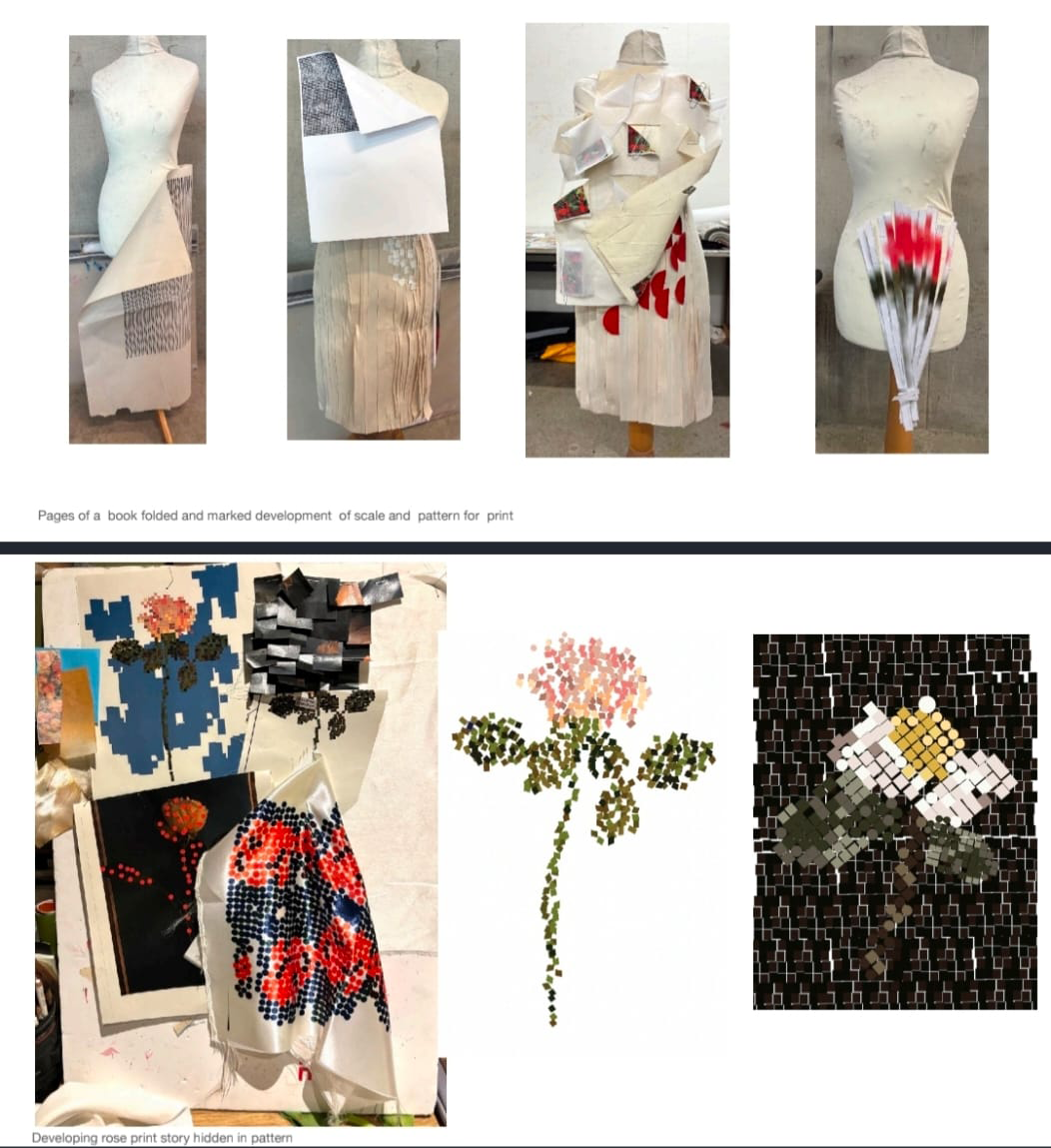 Iustin lucrând la un proiect universitar de fashion design