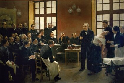 Jean-Martin Charcot în timpul unei demonstrații despre isterie la spitalul Salpêtrière din Paris